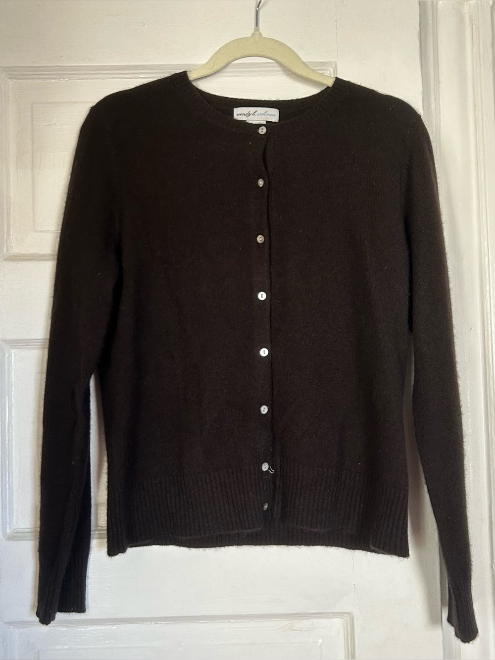 Wendy B 100% Cashmere Brown Button Up Long Sleeve Sweater Cardigan
